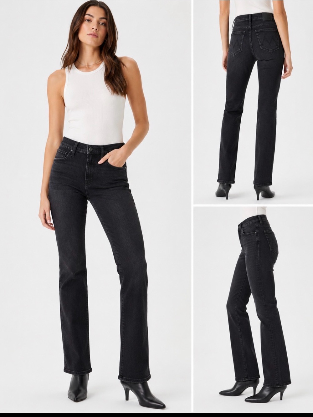 NWT MOTHER The Kick It Jeans Tell It to the Pope Black Size 25